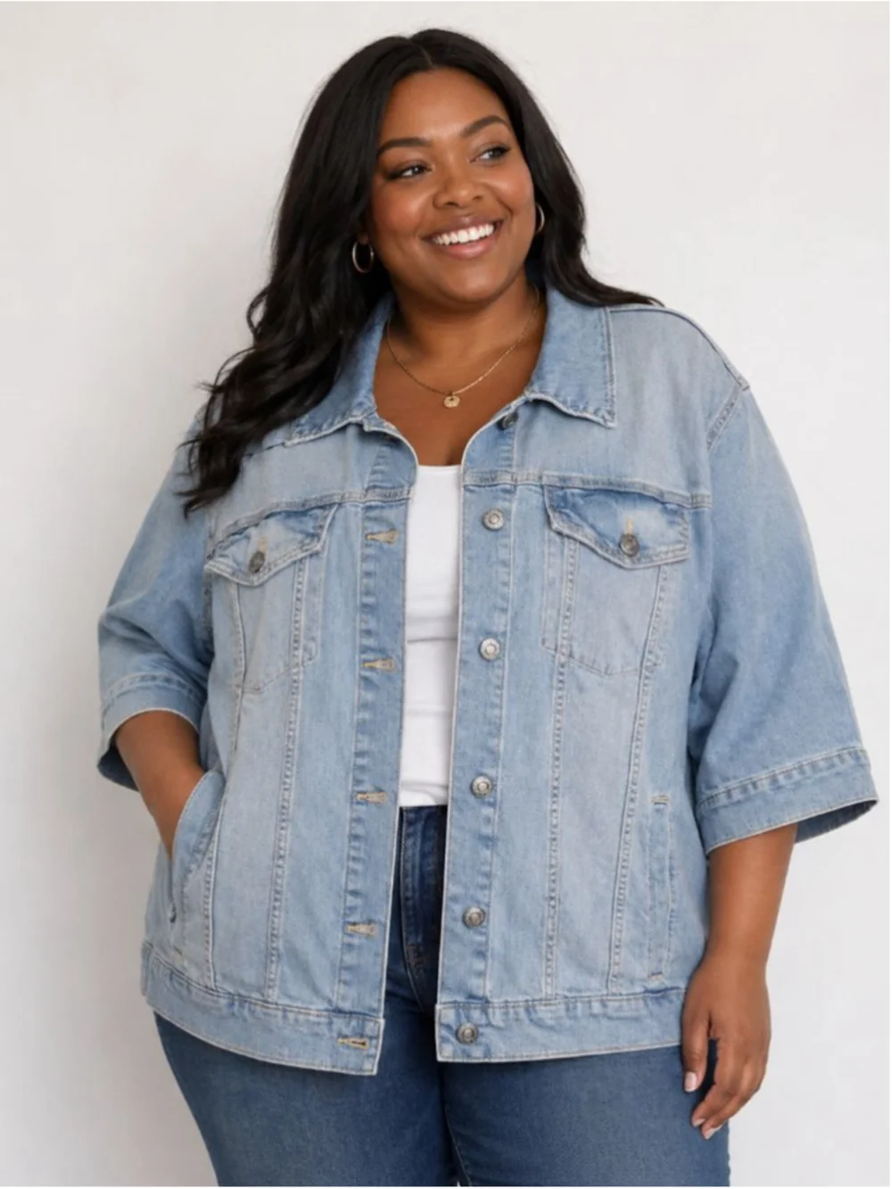 St. John's Bay Light Blue Denim Jean Jacket Women’s Plus Size 2X